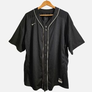 Nike Vapor Dinger Baseball Jersey XXL Black Dri-Fit Button-Front Shirt Swoosh